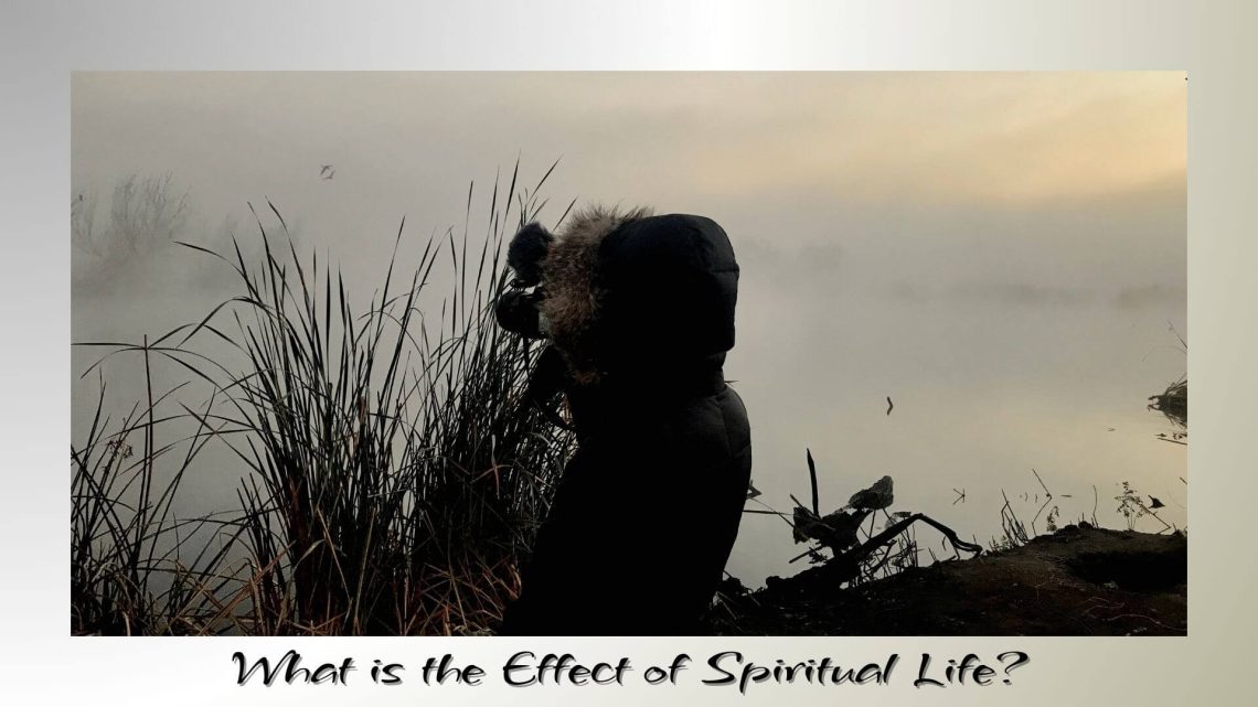 A person in a hooded winter coat stands near tall reeds, gazing into a misty lake at dawn. The atmosphere is serene and spiritual, with soft golden light breaking through the fog.